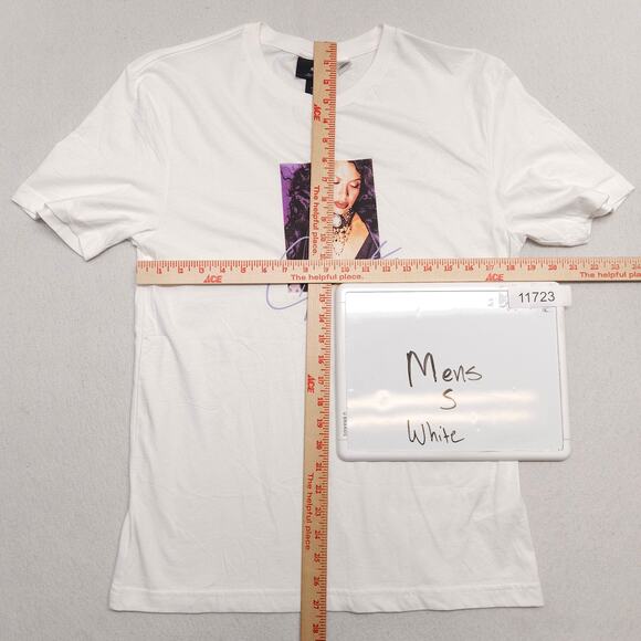 H&M AAliyah Band Crew Neck Graphic T Shirt Mens Size Small S White - Picture 5 of 9